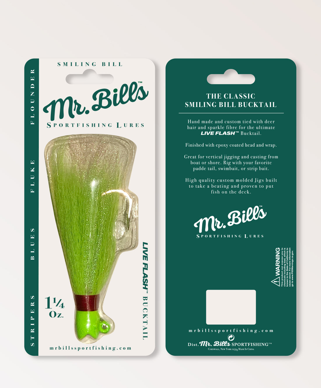 Smiling Bill BucktailDayGlo Green W/ Sparkle Flash – Mr. Bills